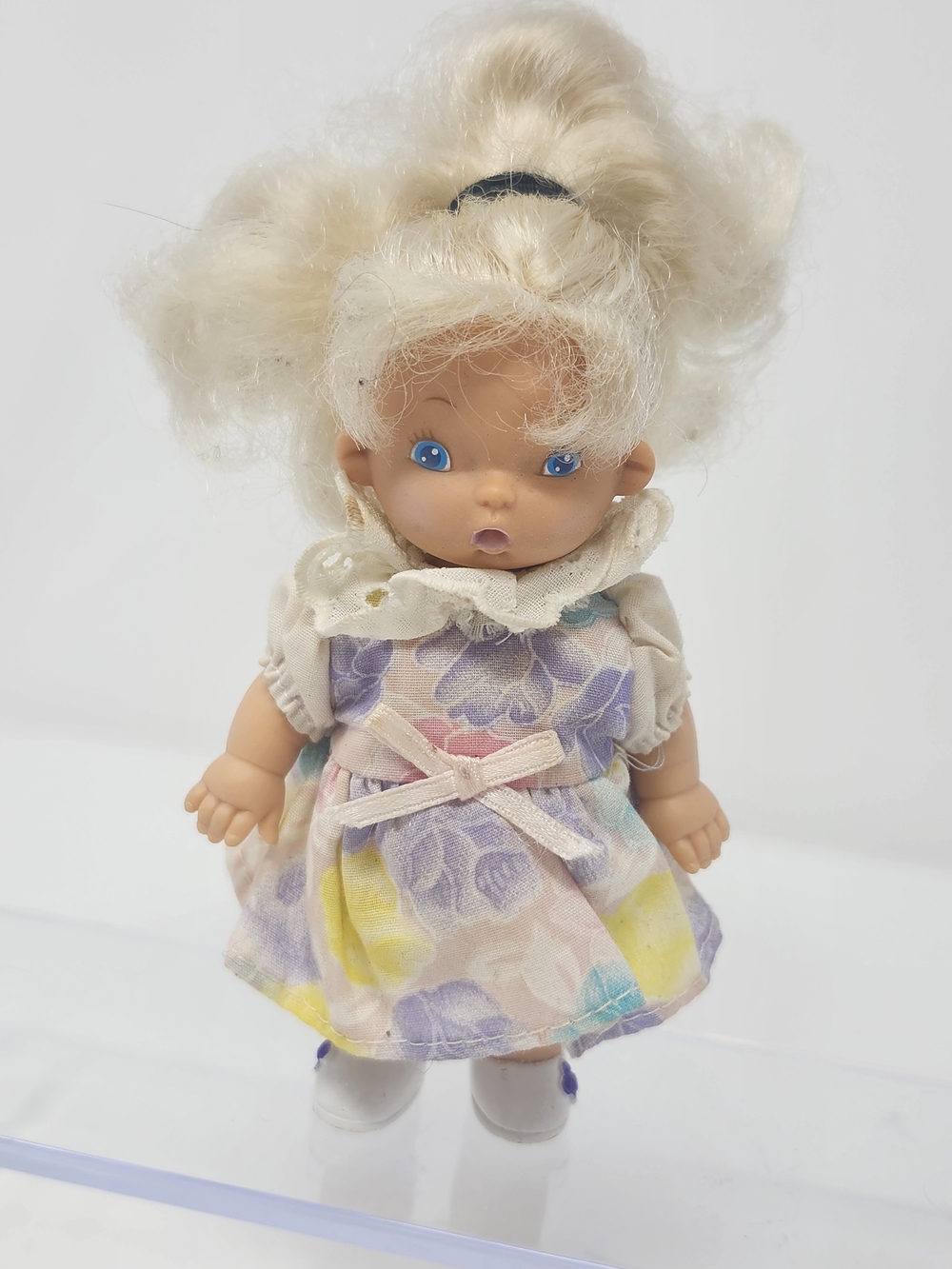 Irwin Toy 1991 Blonde Mini Doll in Pastel Floral Dress